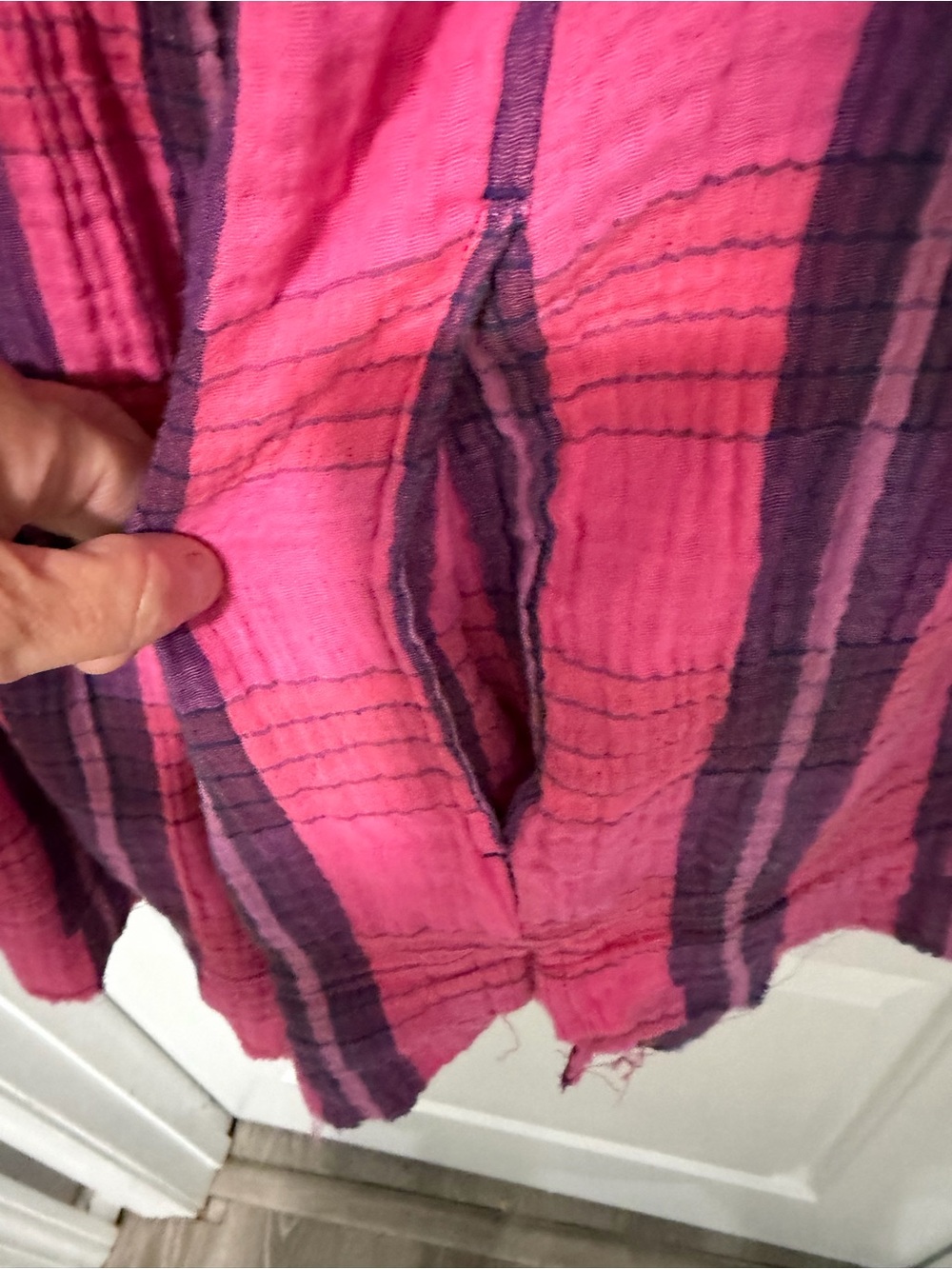 We The Free Hot Pink and Purple Plaid Peplum Top - Picture 3 of 7